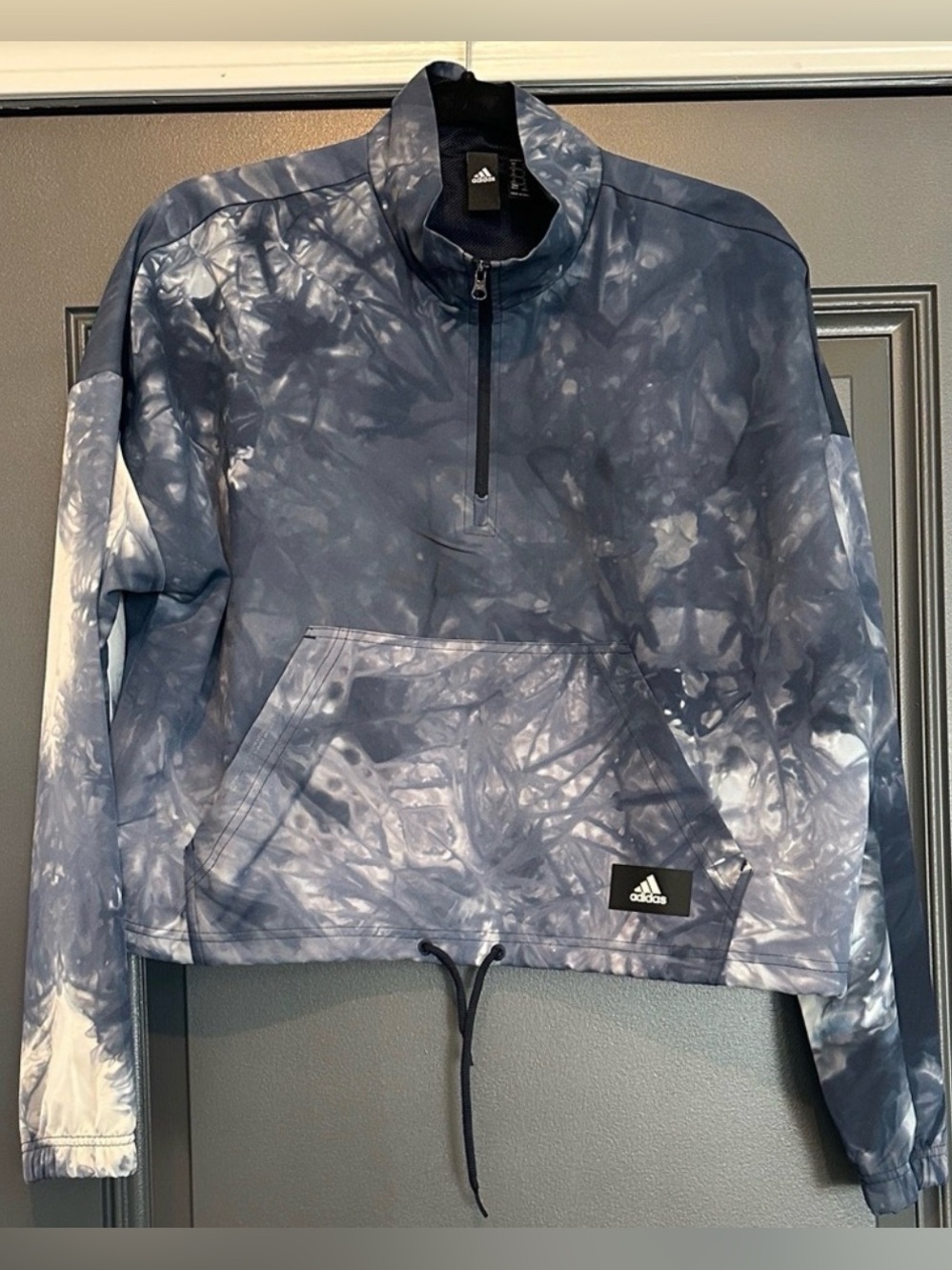 adidas Navy and White Half-Zip Pullover